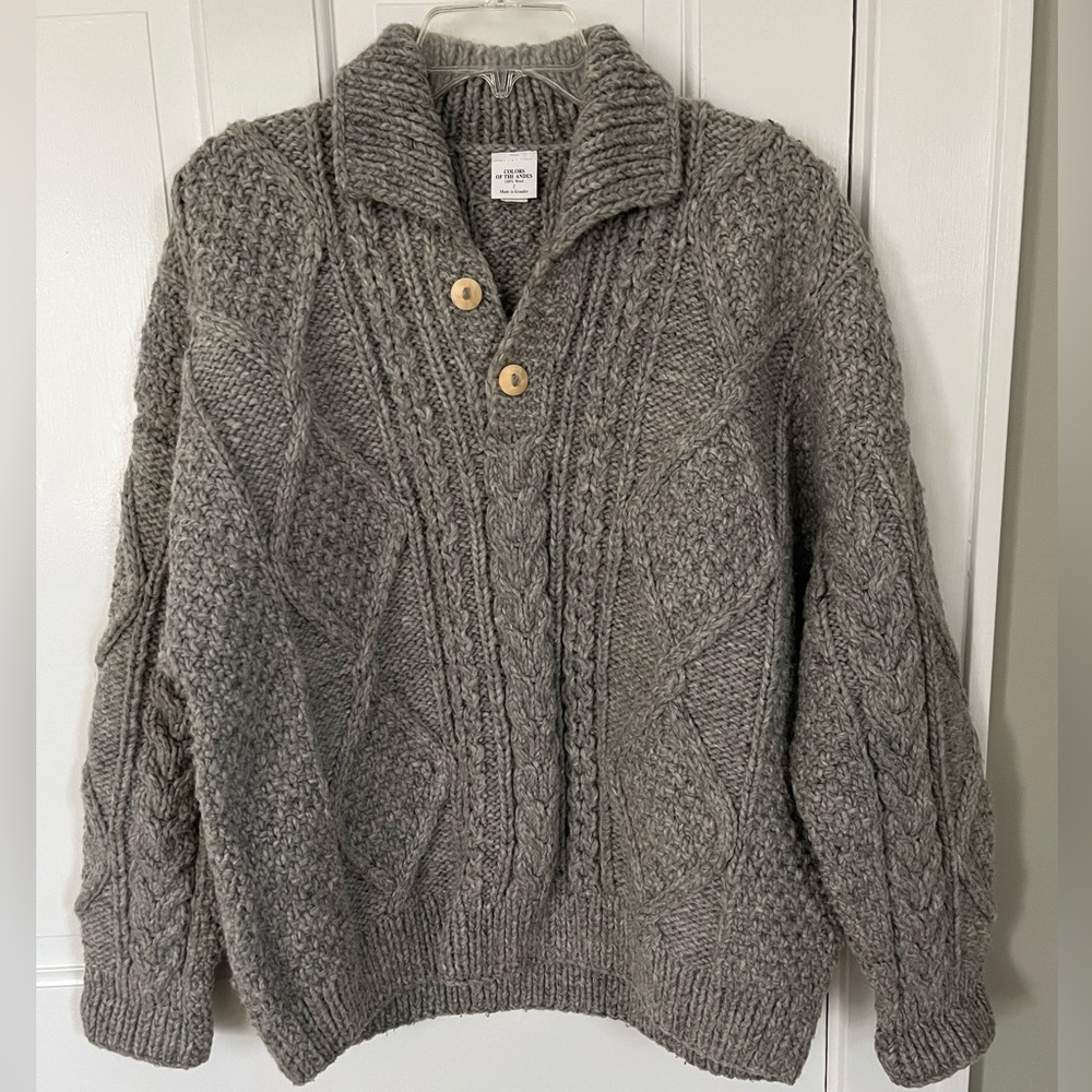Men's Charcoal Cable Knit Sweater